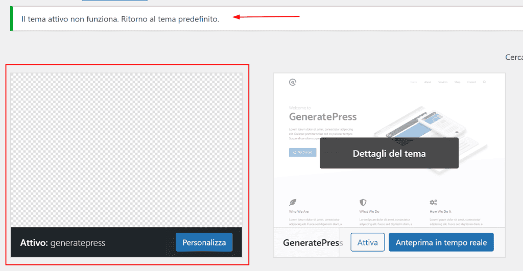 Tema Non Funzionante