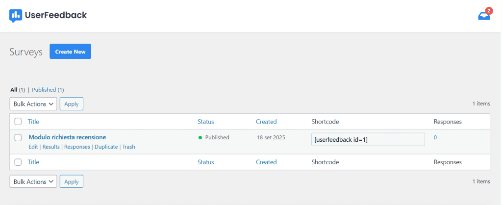 Userfeedback Gestione Moduli Recensioni WordPress