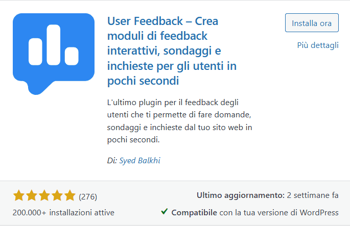 Userfeedback Plugin Recensioni WordPress