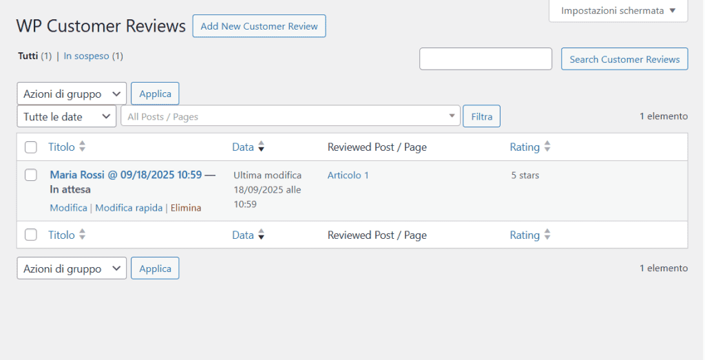 Wp Customer Reviews Gestione Recensioni WordPress
