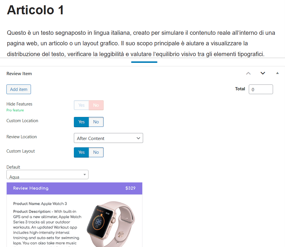 Wp Review Pro Inserimento Recensione Pagina