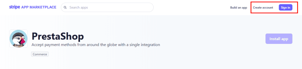 Account Stripe App Prestashop