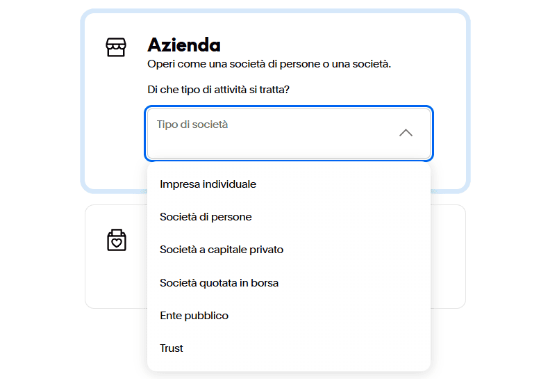 Azienda Profilo Paypal Business