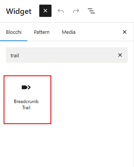Breadcrumb Trail Blocco Widget