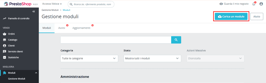 Carica Modulo Prestashop