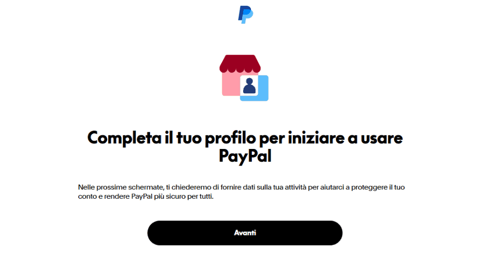 Completa Profilo Paypal Business