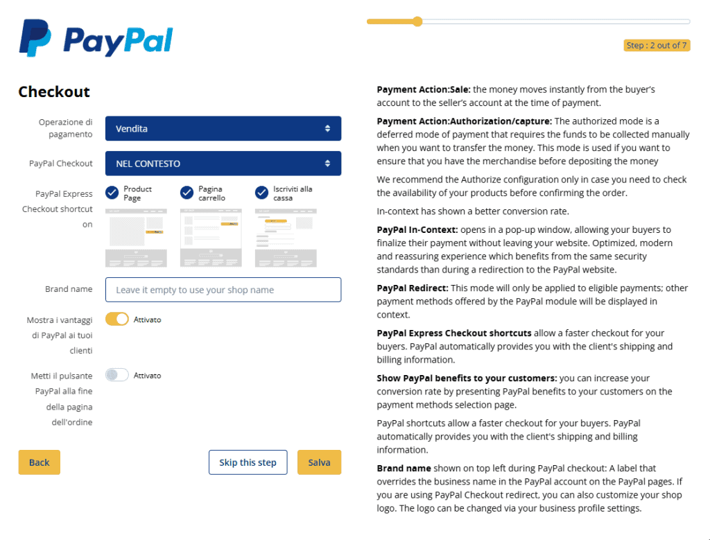 Configurazione Account Paypal Step 2