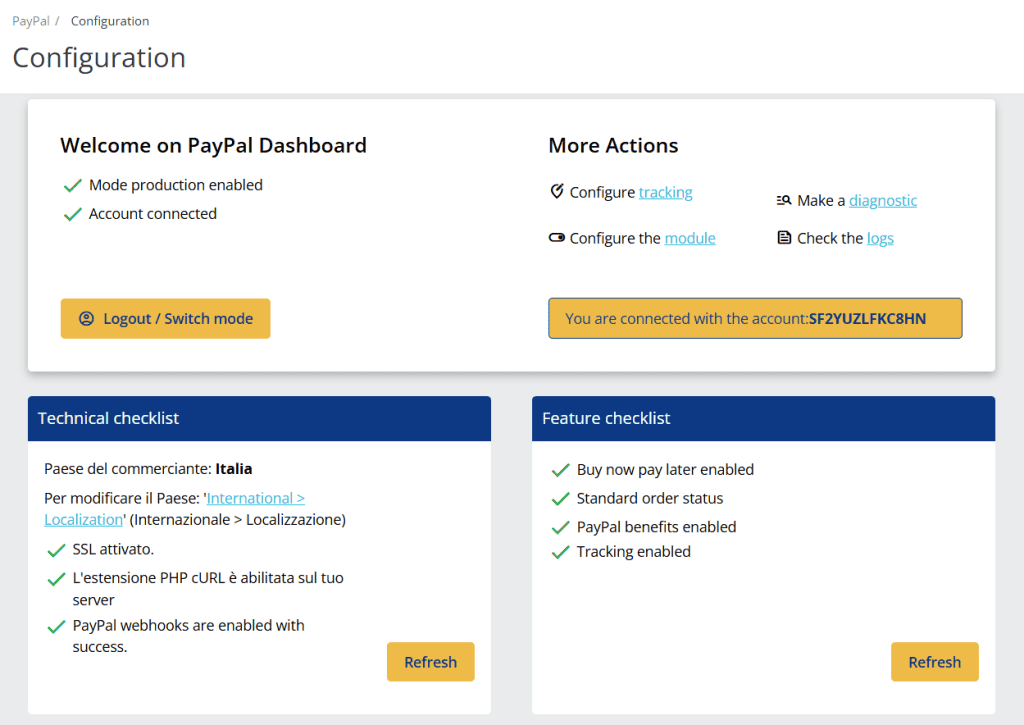 Configurazione Paypal Prestashop Terminata