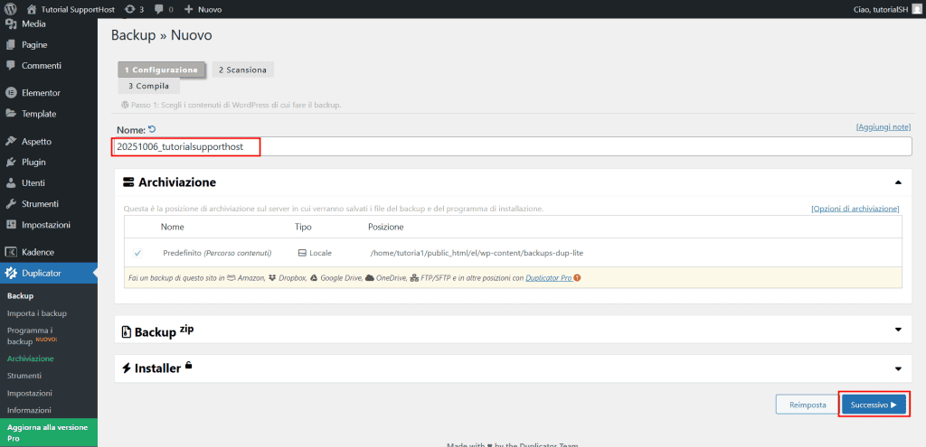 Creare Copia Con Duplicator Passo 1