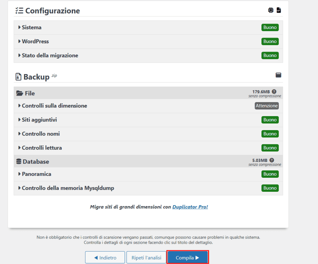 Creare Copia Con Duplicator Passo 2