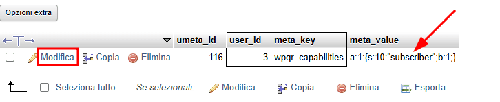 Dettaglio Ruolo User