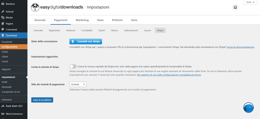 Easy Digital Downloads Stripe Connetti
