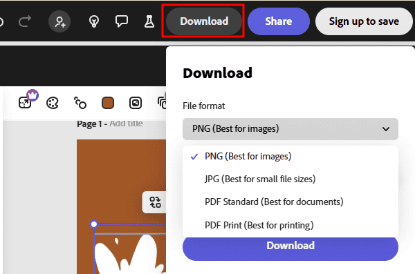 Formati Adobe Express