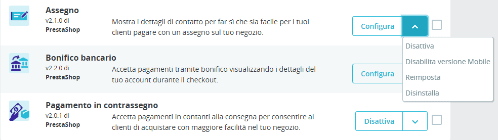 Gestione Moduli Pagamento Prestashop