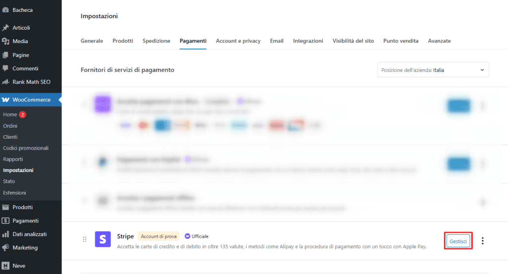 Gestisci Woocommerce Stripe Payment Gateway