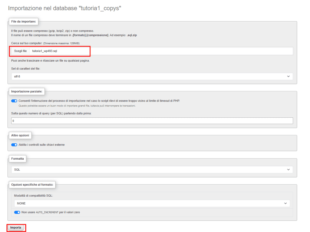 Importa Db Clonare Sito Wp