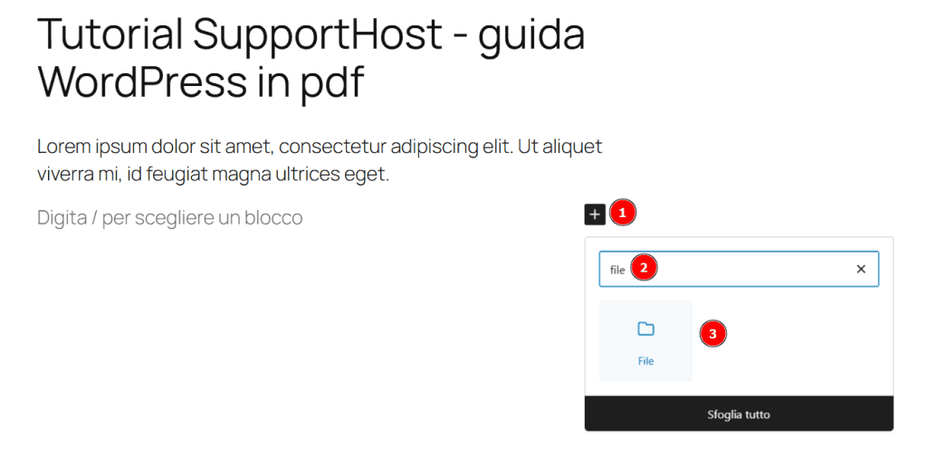 Inserire Blocco File Su Gutenberg