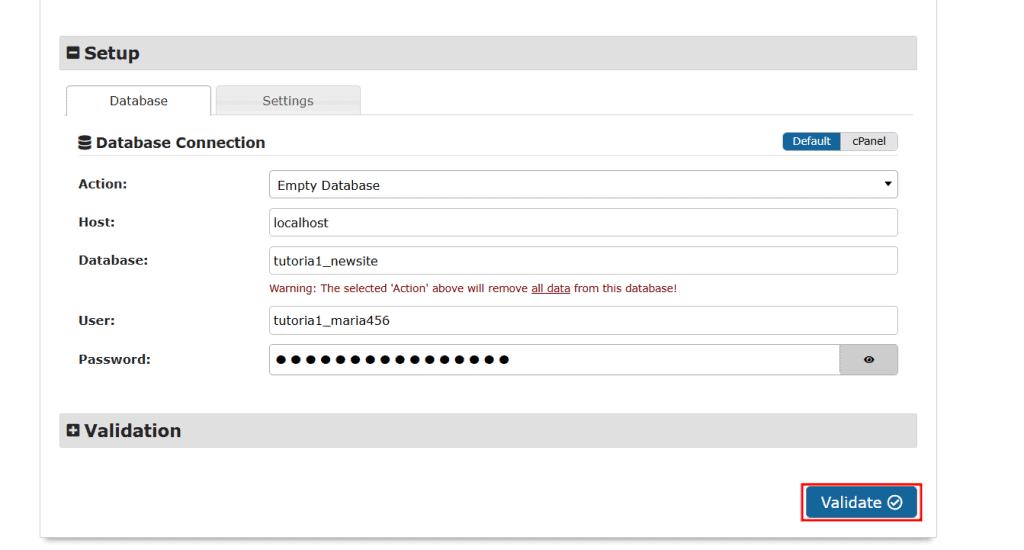 Installer Duplicator Informazioni Del Database