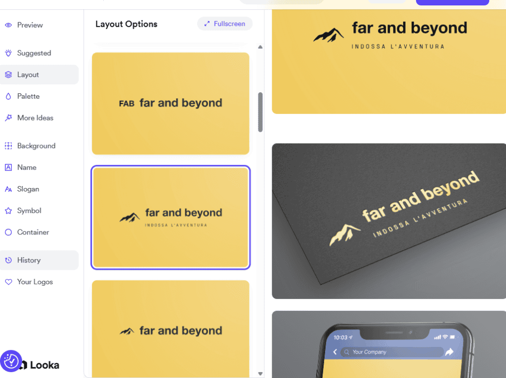 Looka Personalizzazione Logo