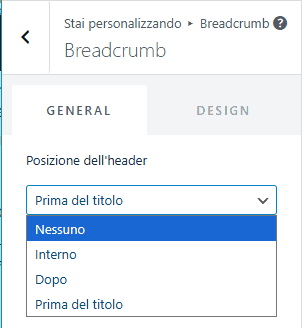 Nessuno Posizione Astra Breadcrumb WordPress