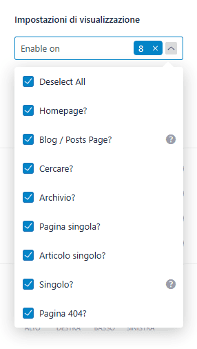 Opzioni Visualizzazione Breadcrumb WordPress Astra