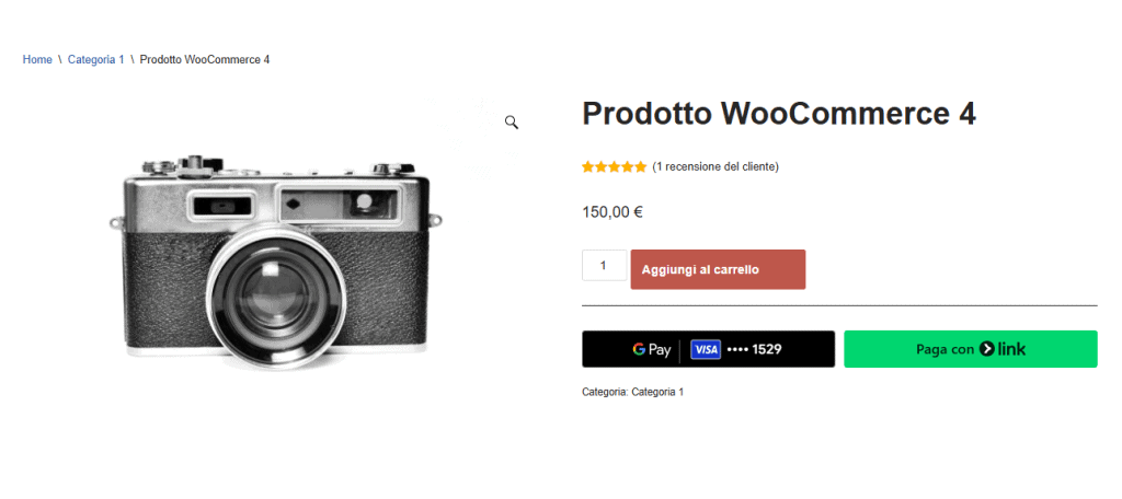 Pagina Prodotto Woocommerce Stripe Gateway