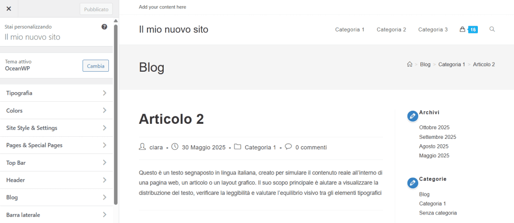 Personalizza Tema Ocean Wp Breadcrumb WordPress