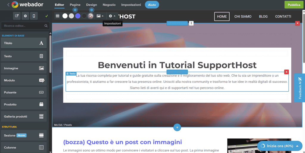Personalizzazione Sito Con Webador
