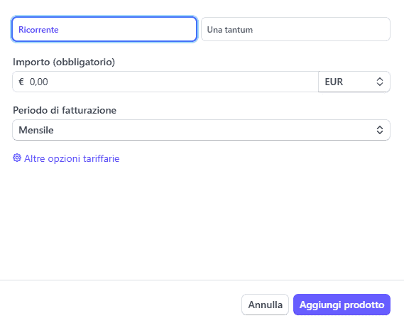 Prodotto Ricorrente Stripe