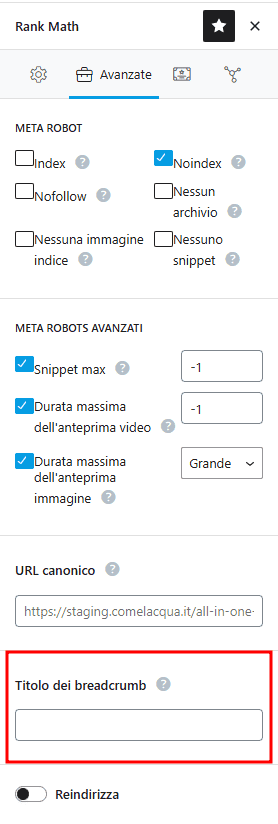 Rank Math Titolo Breadcrumb