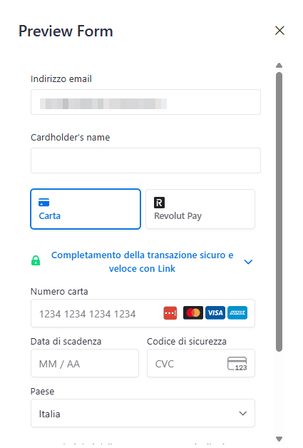 Save Card Tipo Form Anteprima