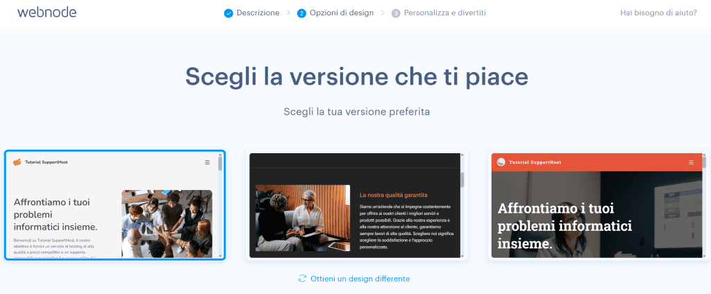 Scelta Template Webnode