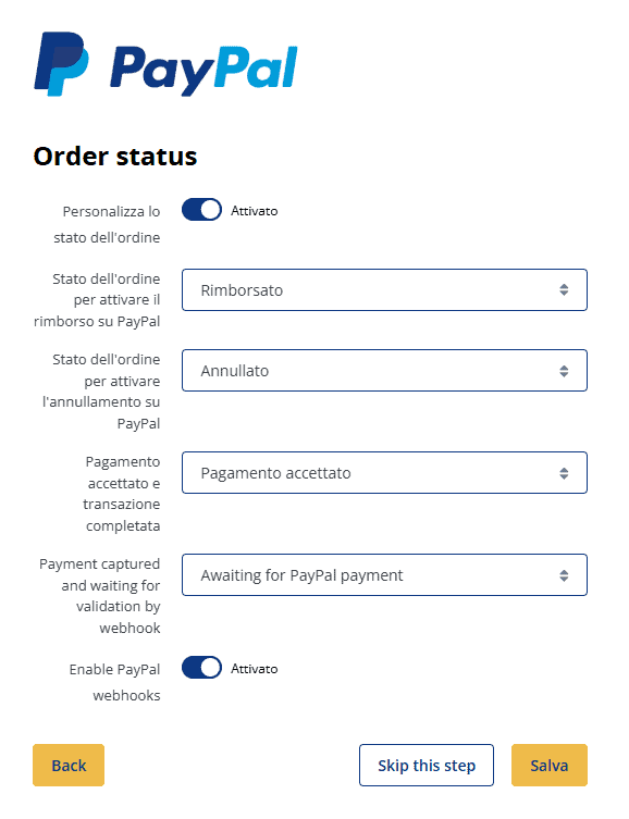 Stato Ordini Paypal Prestashop Personalizza