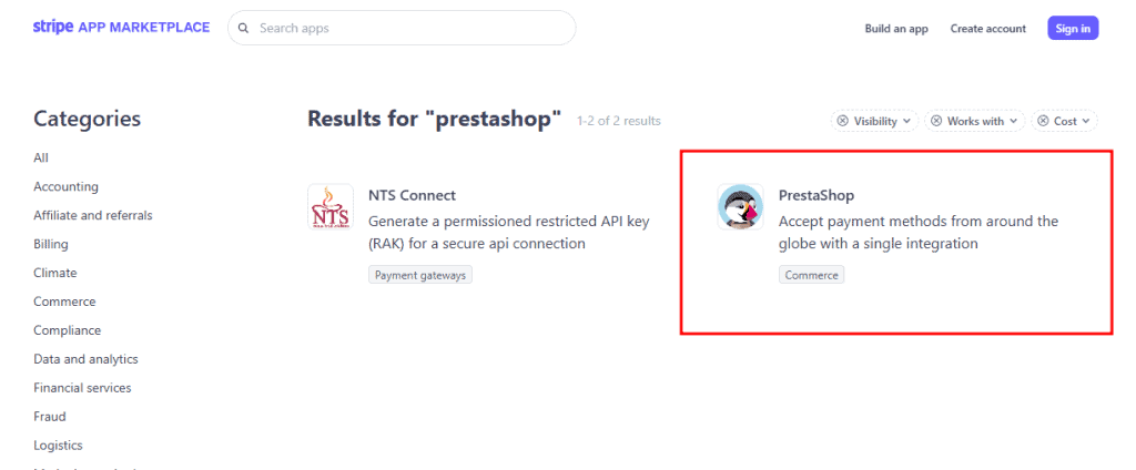 Stripe App Prestashop Marketplace