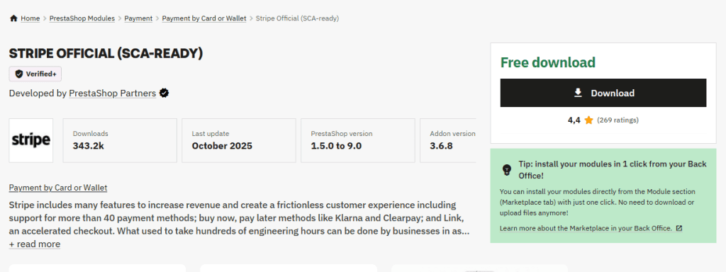 Stripe Official Modulo Prestashop