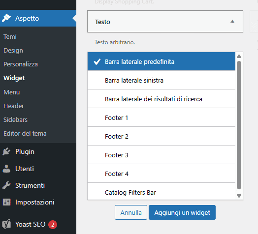 Testo Ocean Wp Widget