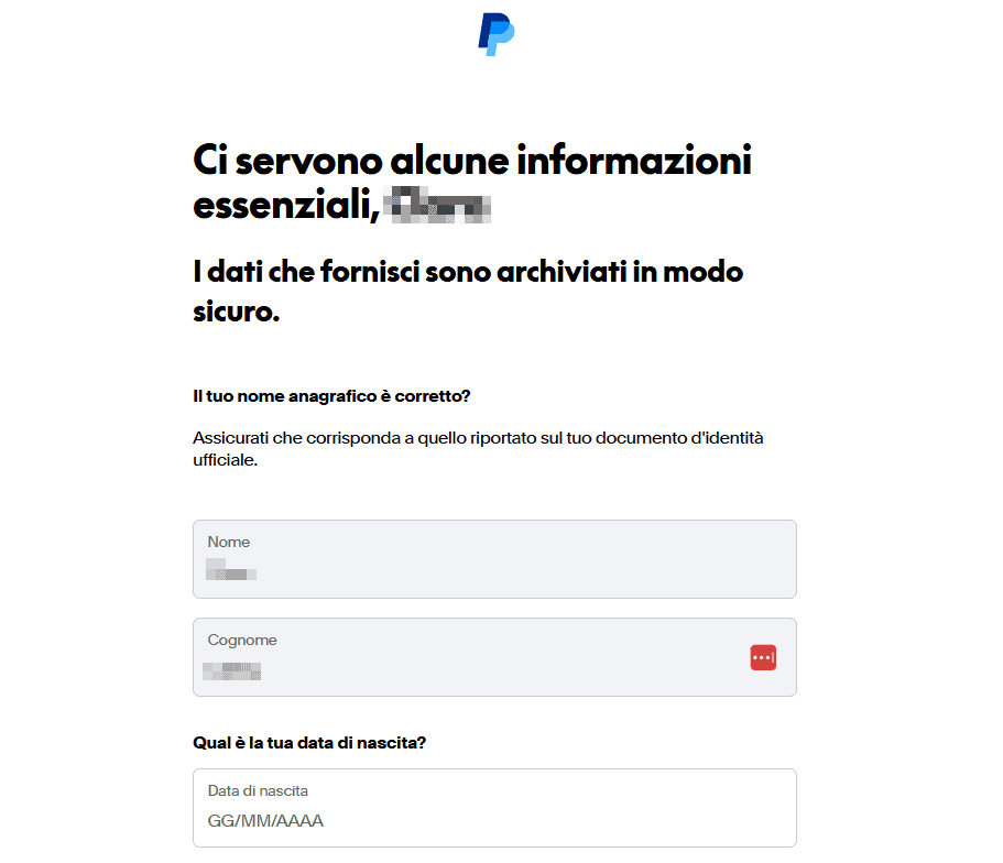 Ulteriori Info Profilo Paypal Business