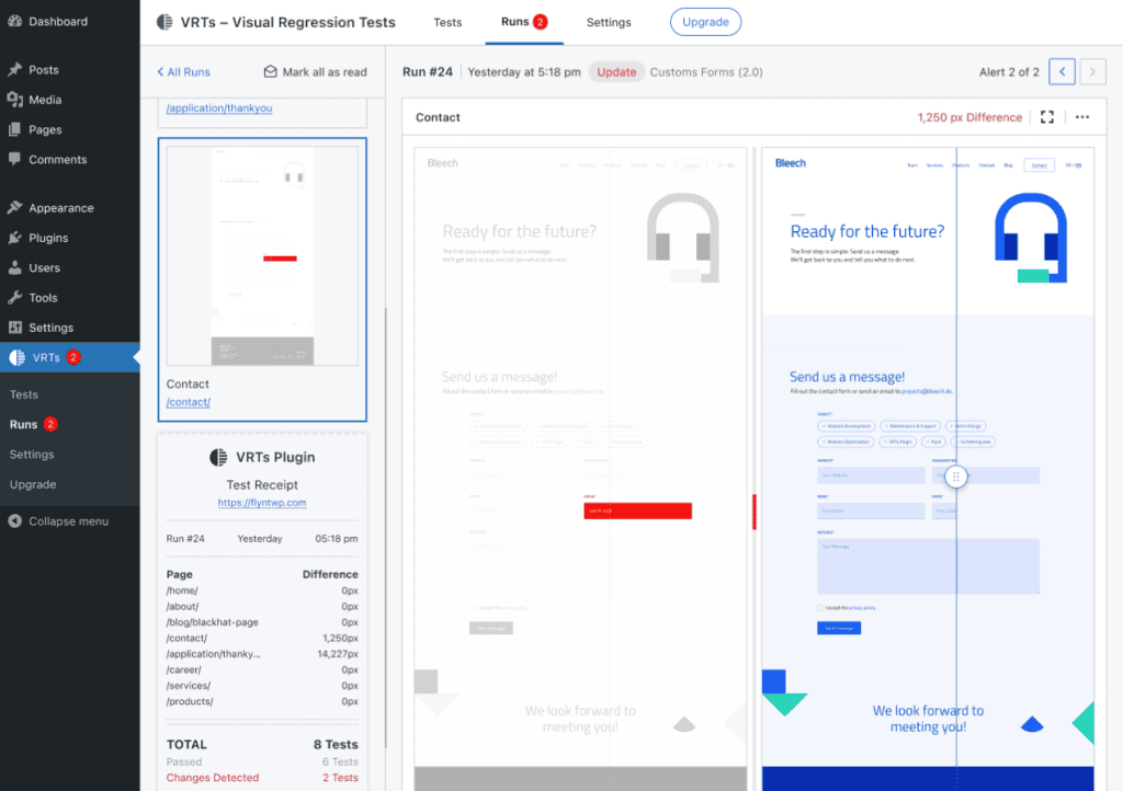 Vrts Plugin Test Regressione Design WordPress