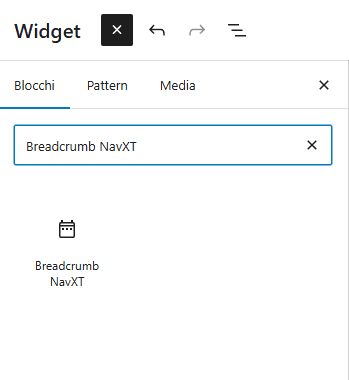 Widget Blocco Breadcrumb Navxt