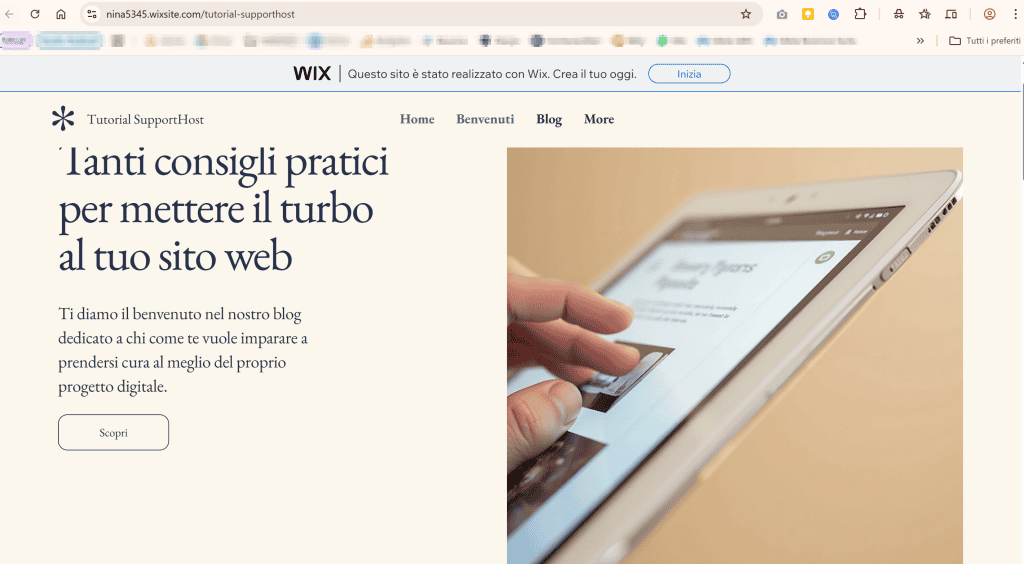 Wixsite Sito Gratis Esempio