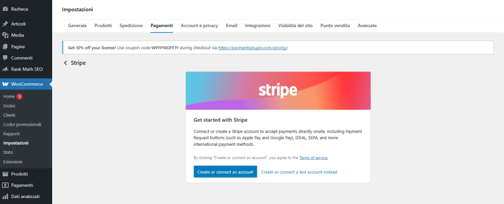 Woocommerce Stripe Plugin Configurazione
