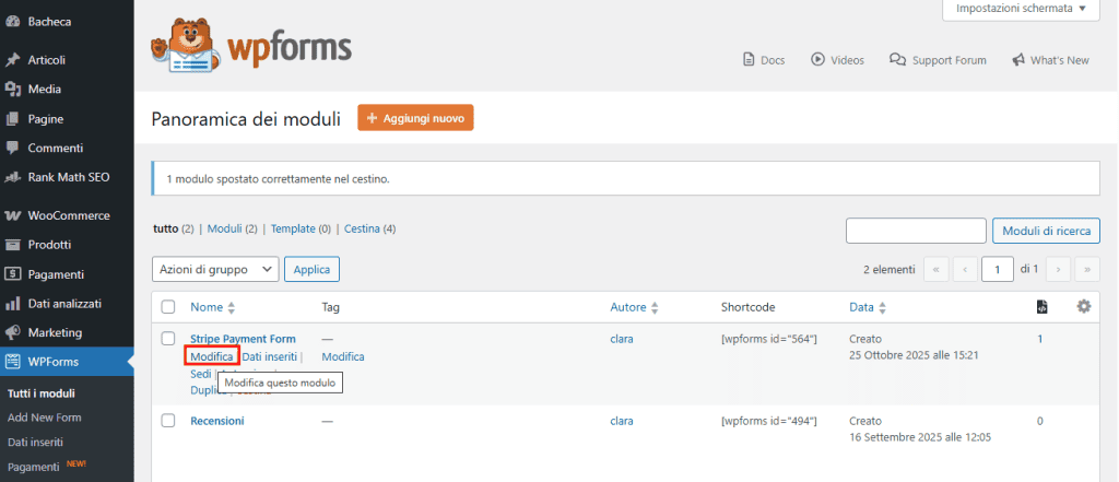 Wpforms Stripe Form Pagamento Modifica