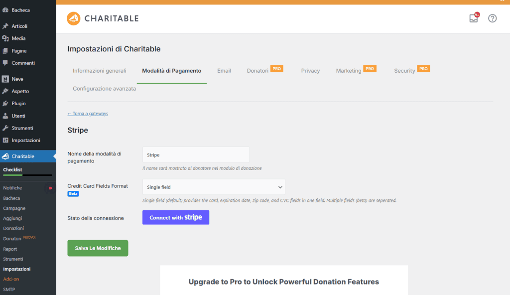 Collegare Stripe Charitable WordPress Plugin