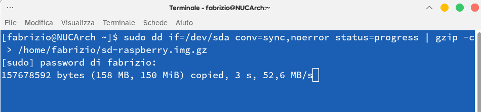 Comando Dd Copia Compressa Immagine
