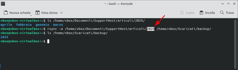 Comando Rsync Copia Senza Trailing Slash