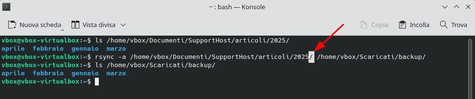 Comando Rsync Copia Trailing Slash