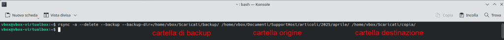 Comando Rsync Opzione Backup