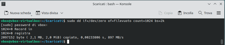 Creare File Vuoto Dimensione Fissata Comando Dd