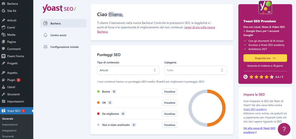 Dashboard Yoast Seo