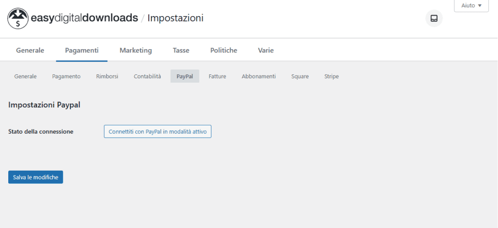 Easy Digital Downloads Paypal Connessione
